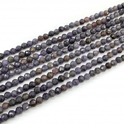 Ζαφείρι μπλε μωβ (Blue purple Sapphire) φυσικοί πολύτιμοι λίθοι χάντρες πολυγωνικές 2.5mm (σειρά∽40cm∽176χάντρες)