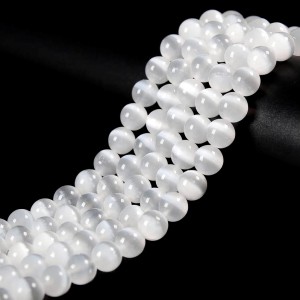 Σεληνίτης (Selenite) φυσικοί ημιπολύτιμοι λίθοι χάντρες 5mm/ 6mm/ 8mm/ 10mm (σειρά∽39cm) Σεληνίτης - Selenite