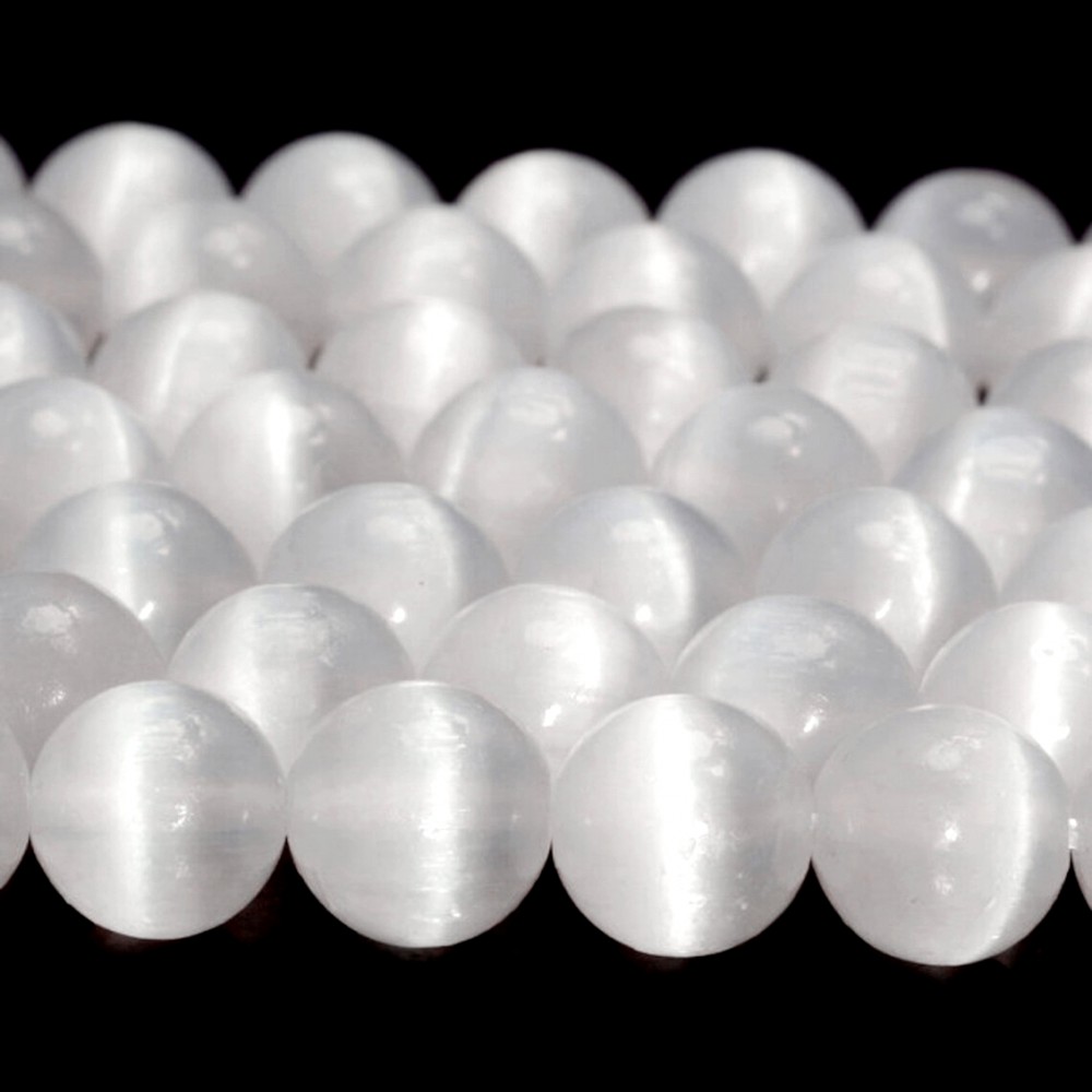 Σεληνίτης (Selenite) φυσικοί ημιπολύτιμοι λίθοι χάντρες 5mm/ 6mm/ 8mm/ 10mm (σειρά∽39cm) Σεληνίτης - Selenite