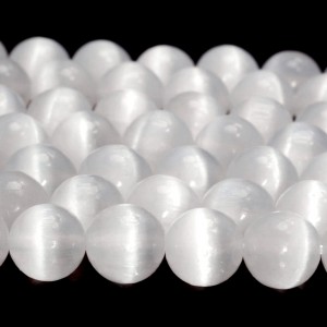 Σεληνίτης (Selenite) φυσικοί ημιπολύτιμοι λίθοι χάντρες 5mm/ 6mm/ 8mm/ 10mm (σειρά∽39cm) Σεληνίτης - Selenite