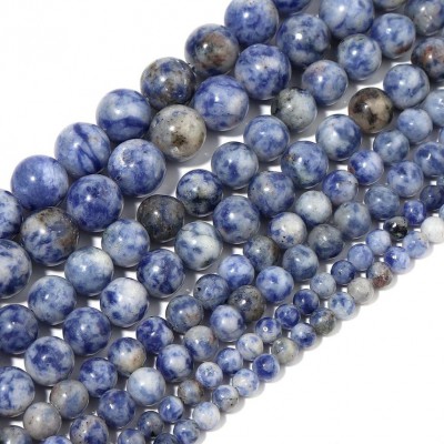 Σοδαλίτης (Sodalite) φυσικοί ημιπολύτιμοι λίθοι χάντρες 4mm/ 6mm/ 8mm/ 10mm/ 12mm (σειρά/37∽40cm)