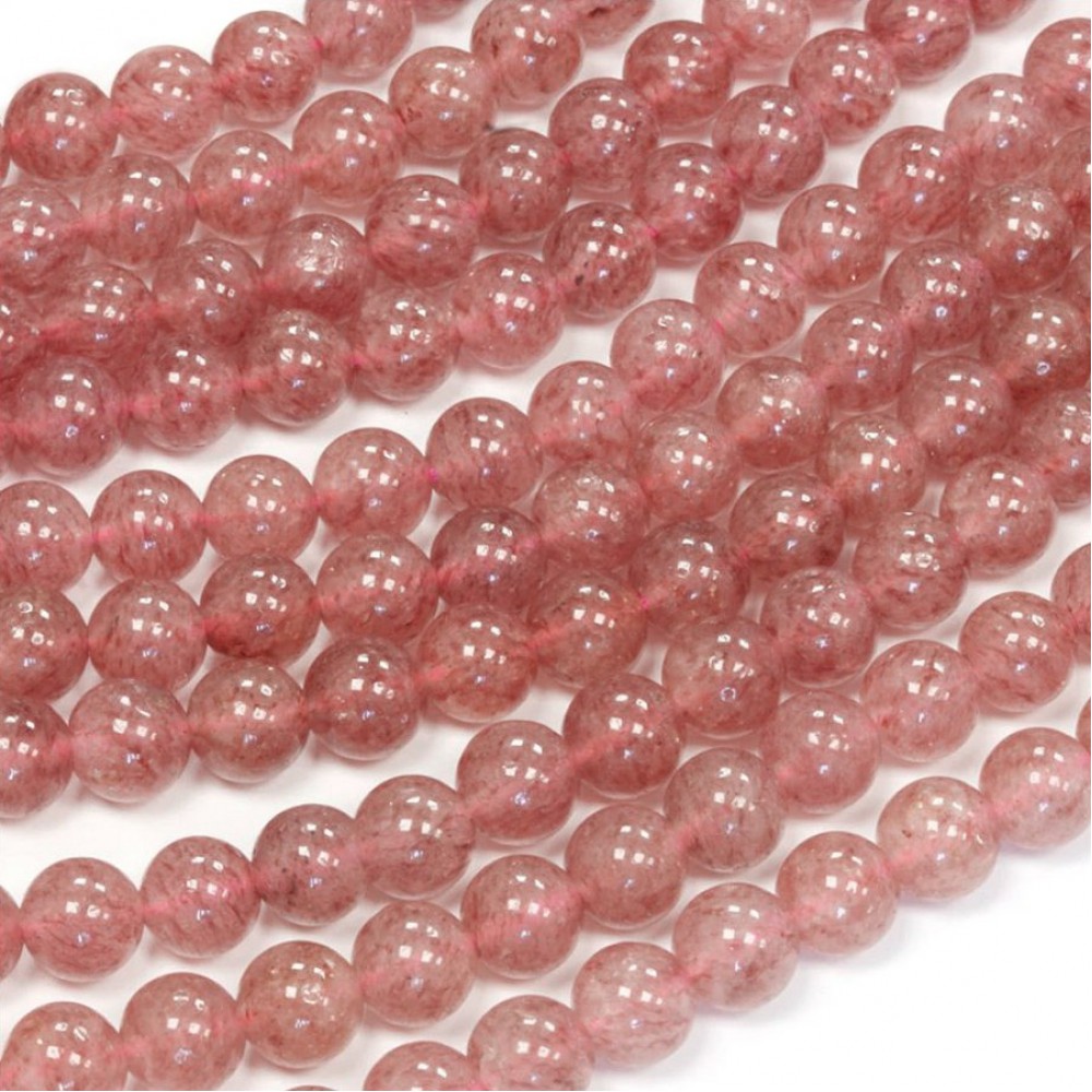 Χαλαζίας (Strawberry Quartz) φυσικοί ημιπολύτιμοι λίθοι χάντρες 4mm/ 6mm/ 8mm (σειρά/39∽40cm) Χαλαζίας - Quartz