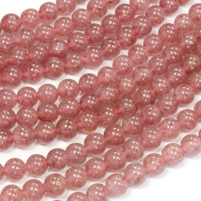 Χαλαζίας (Strawberry Quartz) φυσικοί ημιπολύτιμοι λίθοι χάντρες 4mm/ 6mm/ 8mm (σειρά/39∽40cm)