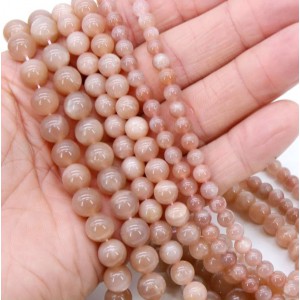 Ηλιόλιθος (Sunstone) φυσικοί ημιπολύτιμοι λίθοι χάντρες 4mm/ 5mm/ 6mm/ 8mm/ 10mm/ 12mm (σειρά/39∽40cm) Ηλιόλιθος - Sunstone