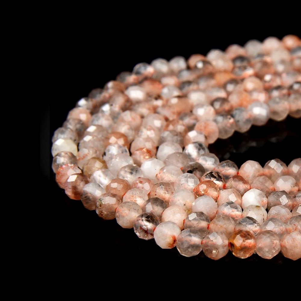 Ηλιόλιθος (Sunstone) φυσικοί ημιπολύτιμοι λίθοι χάντρες πολυγωνικές 3.5mm (σειρά∽39cm∽114χάντρες) Ηλιόλιθος - Sunstone