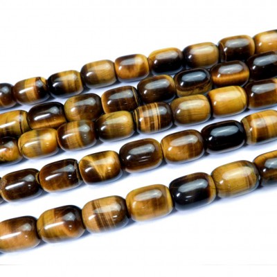 Μάτι της Τίγρης (Tiger Eye) φυσικοί ημιπολύτιμοι λίθοι χάντρες βαρελάκι 12x8mm (σειρά∽40cm∽33χάντρες)