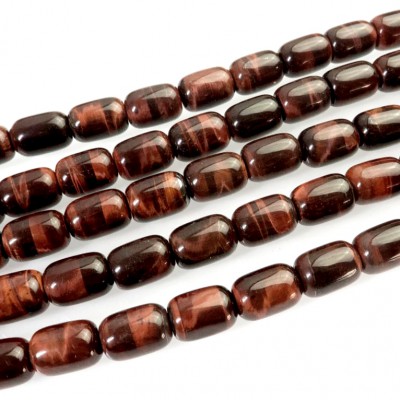 Μάτι της Τίγρης κόκκινο (Tiger Eye) φυσικοί ημιπολύτιμοι λίθοι χάντρες βαρελάκι 12x8mm (σειρά∽39cm∽33χάντρες)