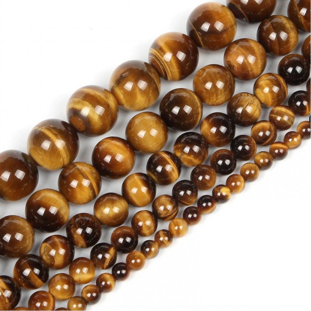 Μάτι της Τίγρης (Tiger Eye) φυσικοί ημιπολύτιμοι λίθοι χάντρες 3mm/ 4mm/ 6mm/ 8mm/ 10mm/ 12mm/ 14mm (σειρά/38∽39cm) Μάτι της Τίγρης - Tiger Eye