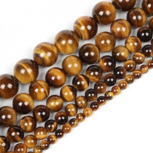 Μάτι της Τίγρης (Tiger Eye) φυσικοί ημιπολύτιμοι λίθοι χάντρες 3mm/ 4mm/ 6mm/ 8mm/ 10mm/ 12mm/ 14mm (σειρά/38∽39cm) Μάτι της Τίγρης - Tiger Eye