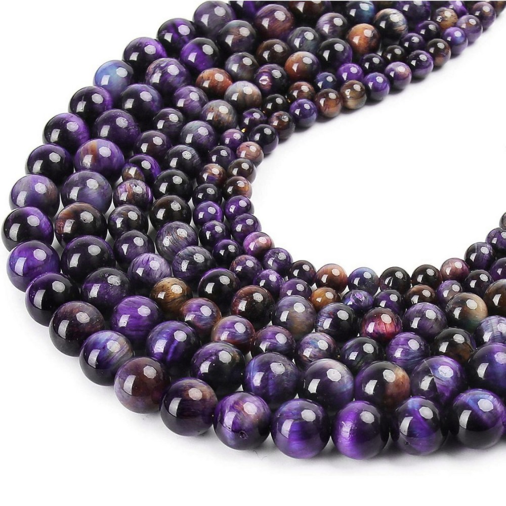 Μάτι της Τίγρης Μωβ (Tiger Eye) φυσικοί ημιπολύτιμοι λίθοι χάντρες 6mm (σειρά∽38cm∽62χάντρες) Μάτι της Τίγρης - Tiger Eye