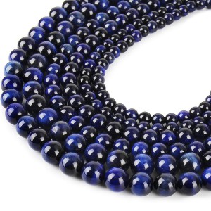 Μάτι της Τίγρης Μπλε Σκούρο (Tiger Eye) φυσικοί ημιπολύτιμοι λίθοι χάντρες 4mm / 6mm / 8mm (σειρά∽38cm) Μάτι της Τίγρης - Tiger Eye