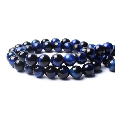 Μάτι της Τίγρης Μπλε Σκούρο (Tiger Eye) φυσικοί ημιπολύτιμοι λίθοι χάντρες 4mm / 6mm / 8mm (σειρά∽38cm)