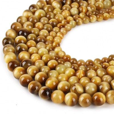 Μάτι της Τίγρης Gold (Tiger Eye) φυσικοί ημιπολύτιμοι λίθοι χάντρες 4mm / 6mm / 8mm (σειρά∽38cm)