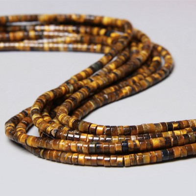 Μάτι της Τίγρης (Tiger Eye) φυσικοί ημιπολύτιμοι λίθοι χάντρες ροδέλα 4x2mm (σειρά∽38cm∽150χάντρες)