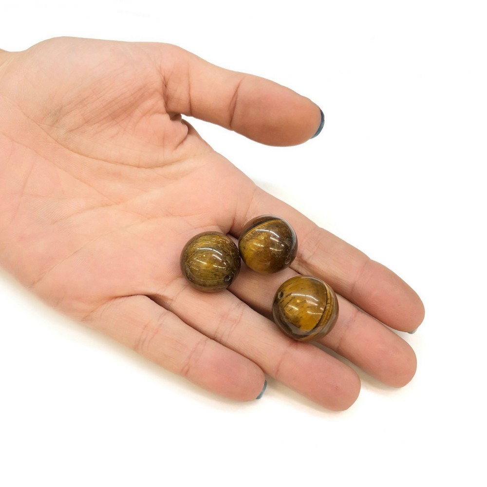 Μάτι της Τίγρης (Tiger Eye) φυσικός ημιπολύτιμος λίθος χάντρα 20mm (τιμή ανά χάντρα) Μάτι της Τίγρης - Tiger Eye