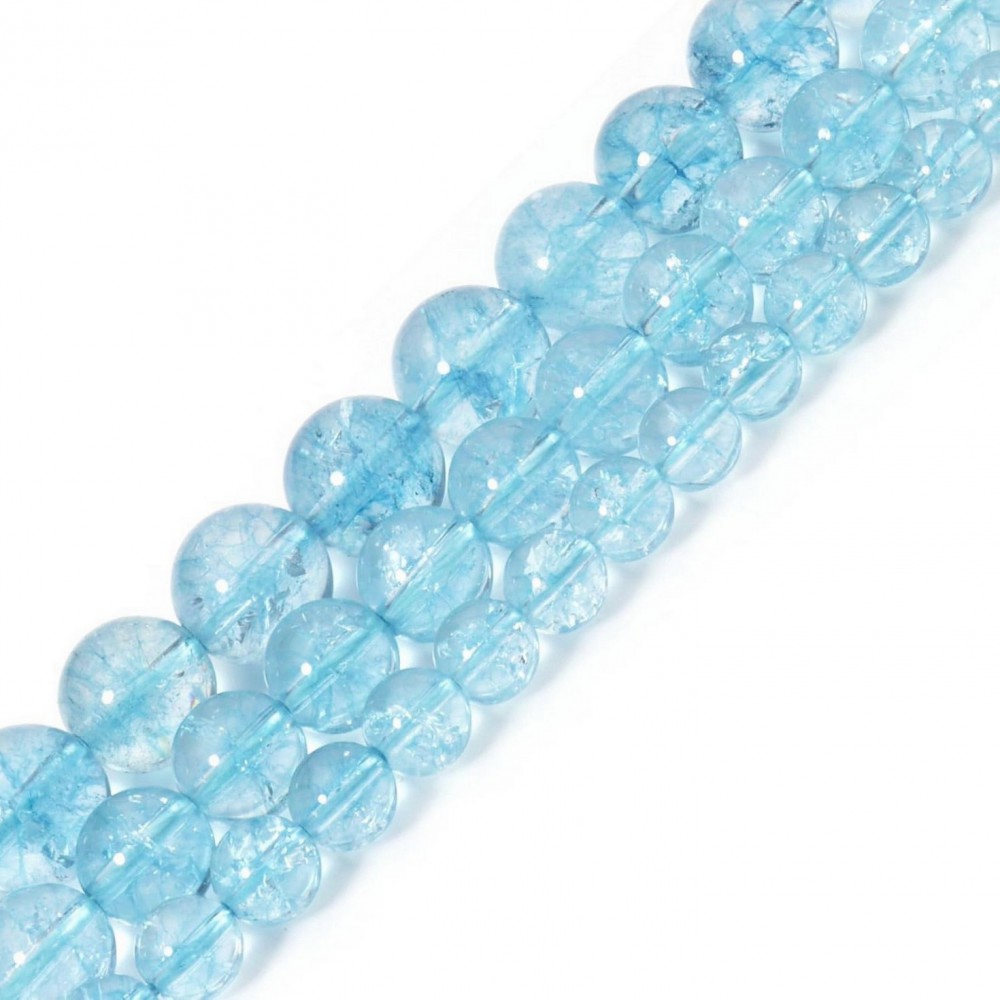 Τοπάζι μπλε (Blue Topaz) φυσικοί ημιπολύτιμοι λίθοι χάντρες 8mm / 10mm (σειρά/38∽39cm) Τοπάζι - Topaz