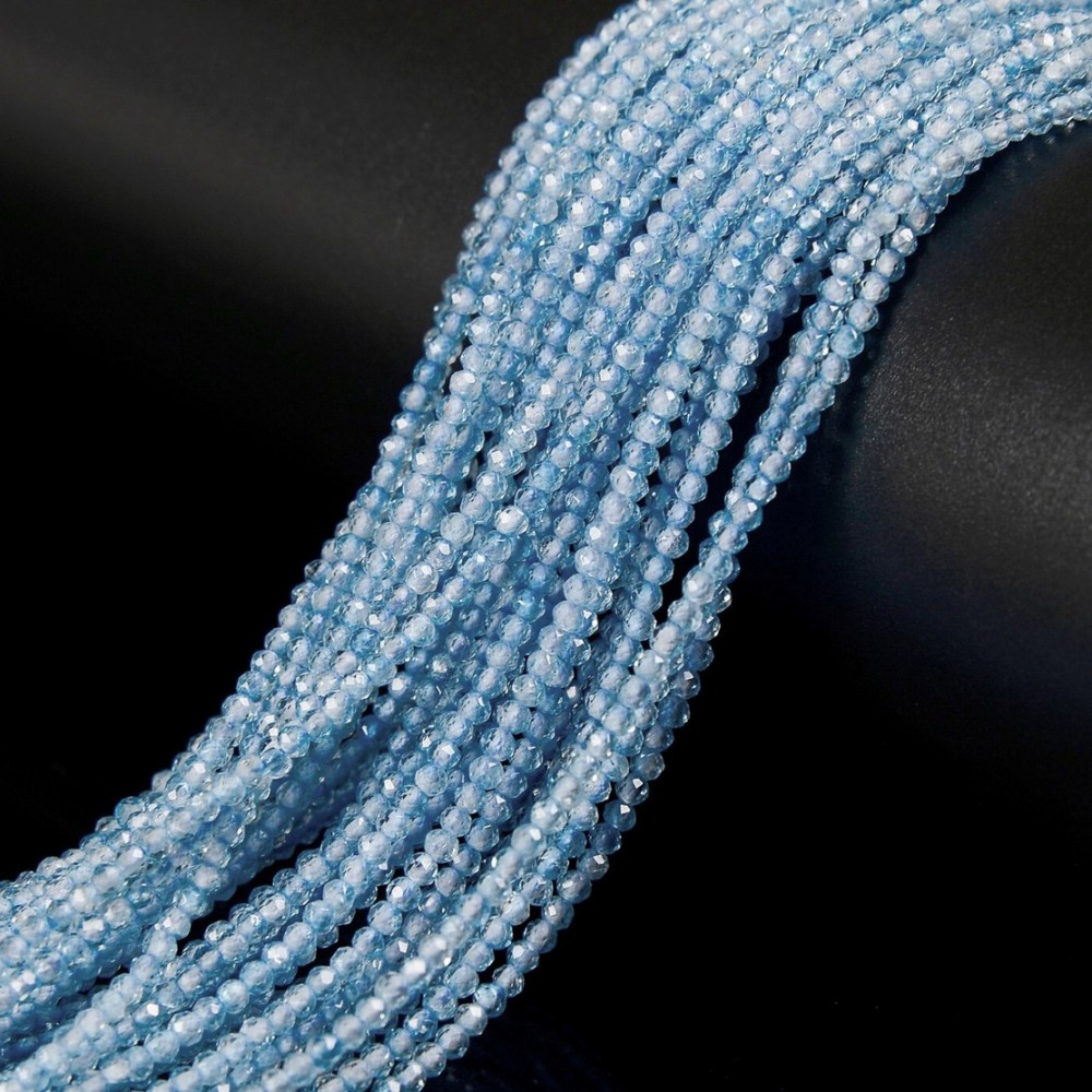 Τοπάζι μπλε (Topaz) φυσικοί ημιπολύτιμοι λίθοι χάντρες πολυγωνικές 3mm (σειρά∽39cm∽142χάντρες) Τοπάζι - Topaz