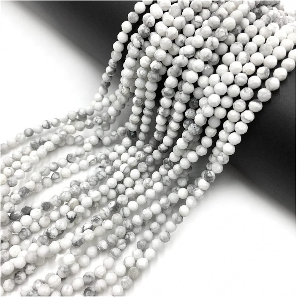 Howlite White faceted beads natural semi precious stones 4mm (string∽37cm∽92beads) Howlite