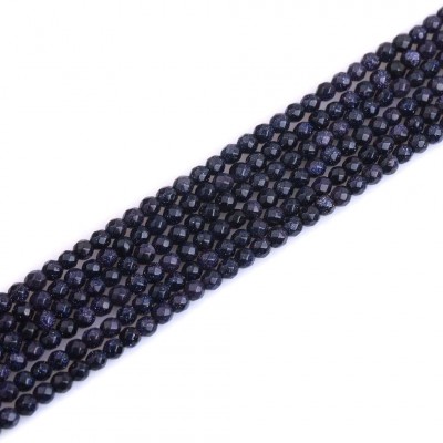 Χρυσόλιθος μπλε (blue Sandstone) φυσικοί ημιπολύτιμοι λίθοι χάντρες πολυγωνικές 4mm/ 6mm (σειρά∽37cm)