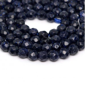 Χρυσόλιθος μπλε (blue Sandstone) φυσικοί ημιπολύτιμοι λίθοι χάντρες πολυγωνικές 4mm/ 6mm (σειρά∽37cm) Χρυσόλιθος - Sandstone