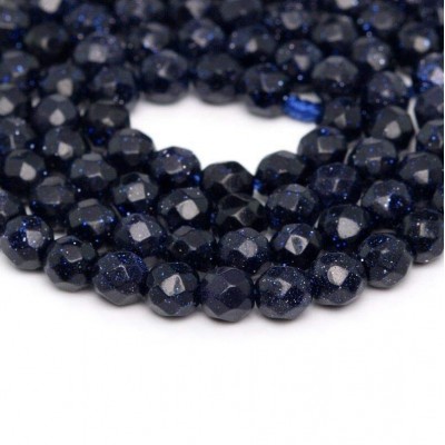Χρυσόλιθος μπλε (blue Sandstone) φυσικοί ημιπολύτιμοι λίθοι χάντρες πολυγωνικές 4mm/ 6mm (σειρά∽37cm)