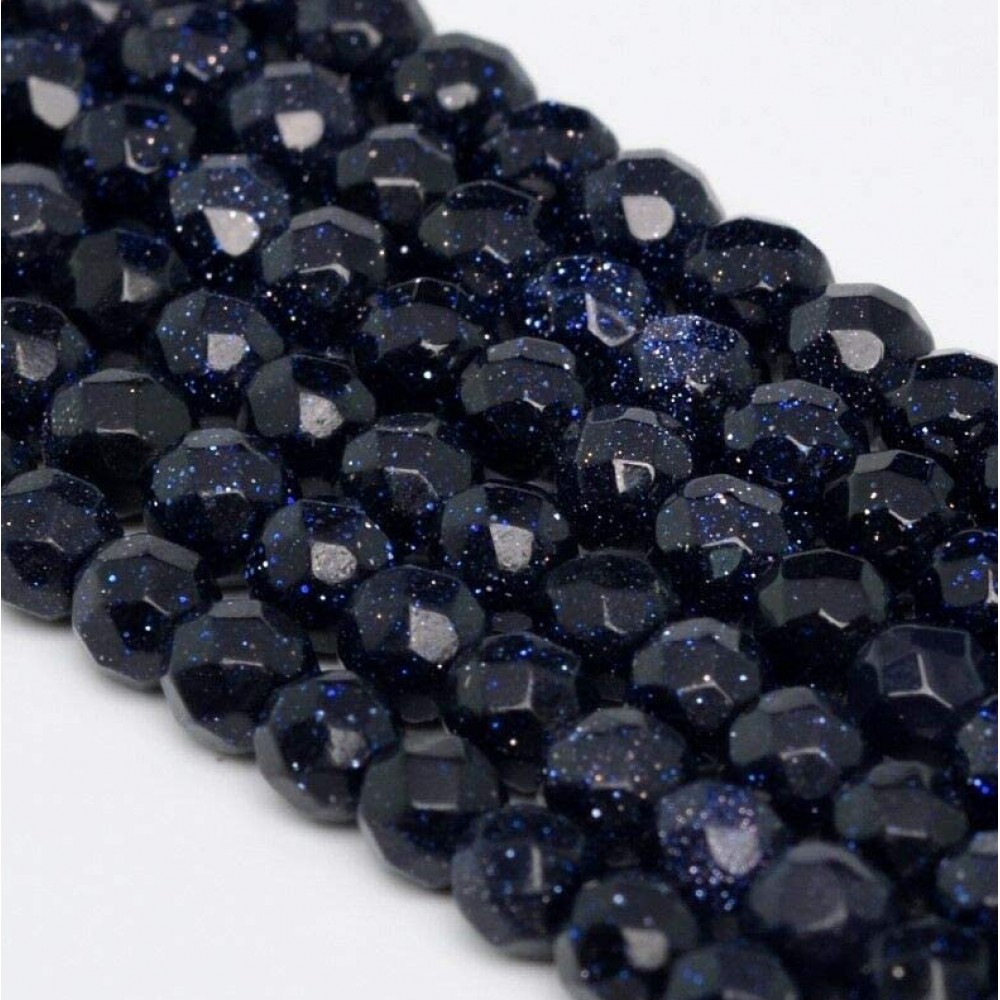 Χρυσόλιθος μπλε (blue Sandstone) φυσικοί ημιπολύτιμοι λίθοι χάντρες πολυγωνικές 4mm/ 6mm (σειρά∽37cm) Χρυσόλιθος - Sandstone