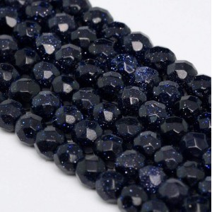 Χρυσόλιθος μπλε (blue Sandstone) φυσικοί ημιπολύτιμοι λίθοι χάντρες πολυγωνικές 4mm/ 6mm (σειρά∽37cm) Χρυσόλιθος - Sandstone