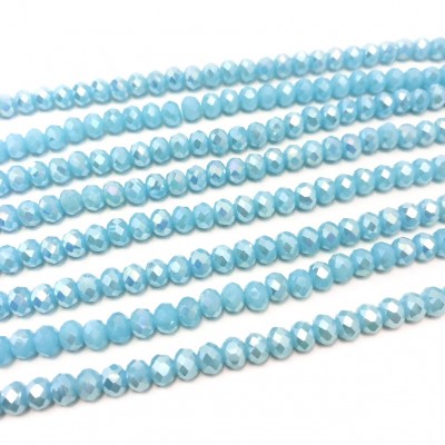 Χάντρες γυάλινες πολυγωνικές κρυσταλλάκι 6mm γαλάζιο ιριδίζον χρώμα (σειρά/100χάντρες)
