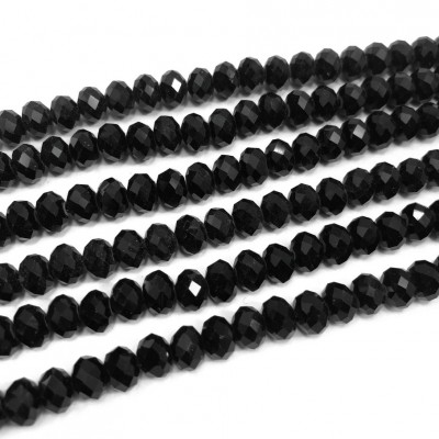 Χάντρες γυάλινες πολυγωνικές κρυσταλλάκι 8mm μαύρο χρώμα (σειρά∽60χάντρες∽38cm)