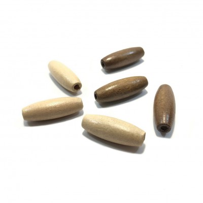 Ξύλινες χάντρες σωληνάκι οβάλ 22x8mm (συσκευασία/30χάντρες)