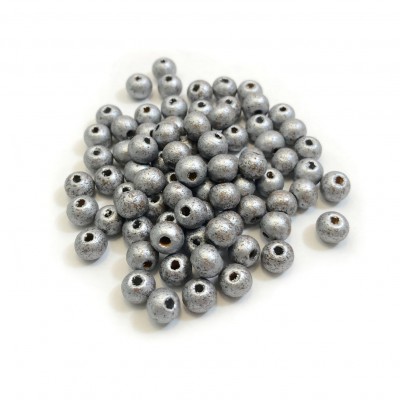 Ξύλινες χάντρες στρογγυλές ασημί χρώμα 6mm / 8mm  (συσκευασία)