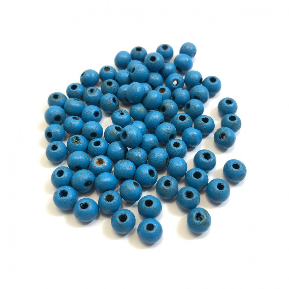 Ξύλινες χάντρες στρογγυλές μπλε χρώμα 6mm / 8mm  (συσκευασία) Ξύλινες Χάντρες