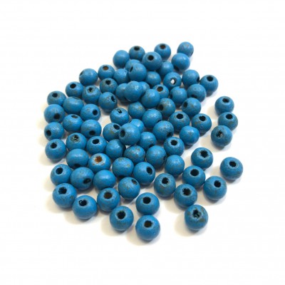 Ξύλινες χάντρες στρογγυλές μπλε χρώμα 6mm / 8mm  (συσκευασία)