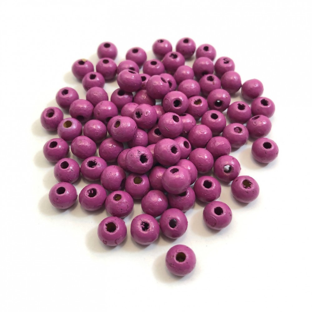 Ξύλινες χάντρες στρογγυλές φούξια χρώμα 6mm / 8mm  (συσκευασία) Ξύλινες Χάντρες