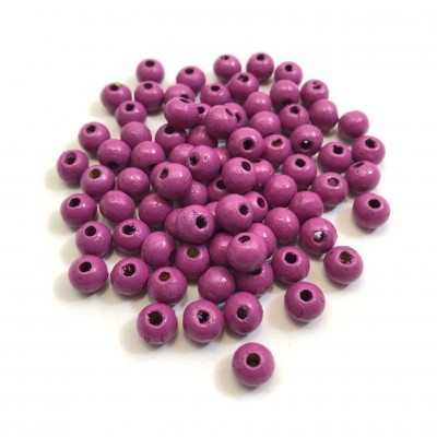 Ξύλινες χάντρες στρογγυλές φούξια χρώμα 6mm / 8mm  (συσκευασία)