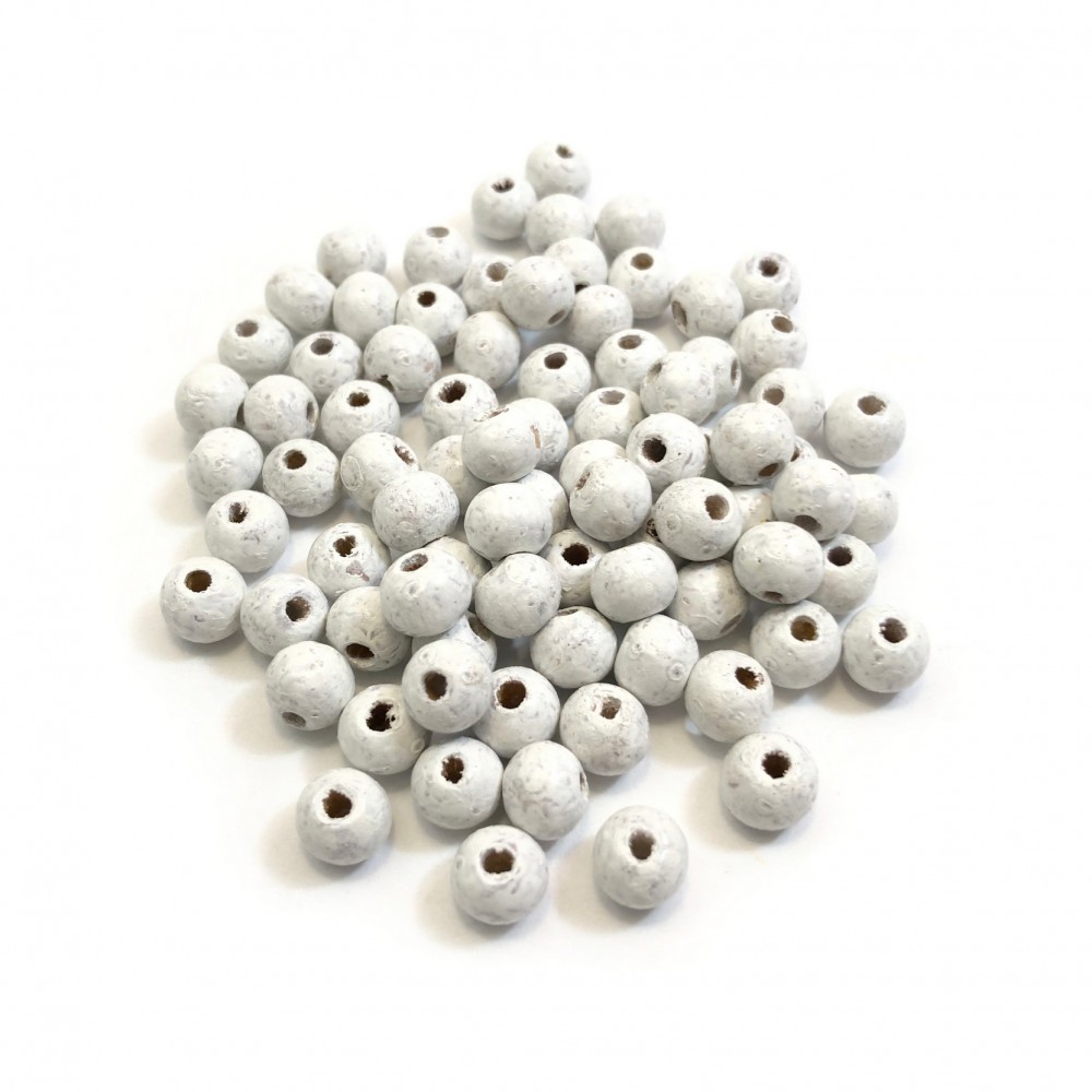 Ξύλινες χάντρες στρογγυλές λευκό χρώμα 6mm / 8mm  (συσκευασία) Ξύλινες Χάντρες