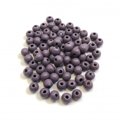 Ξύλινες χάντρες στρογγυλές μωβ χρώμα 6mm / 8mm  (συσκευασία)