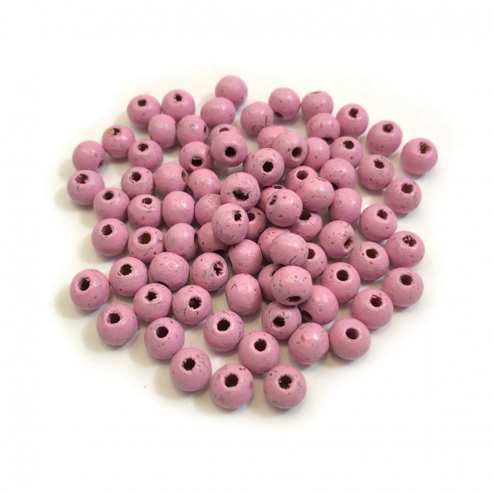 Ξύλινες χάντρες στρογγυλές ροζ χρώμα 6mm / 8mm  (συσκευασία) Ξύλινες Χάντρες