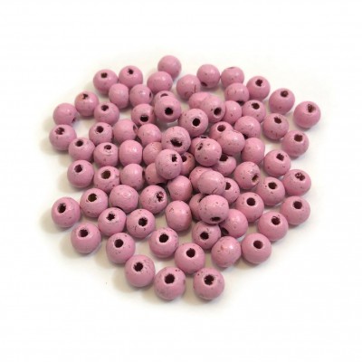 Ξύλινες χάντρες στρογγυλές ροζ χρώμα 6mm / 8mm  (συσκευασία)