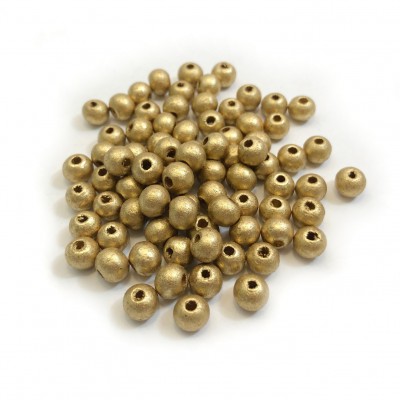 Ξύλινες χάντρες στρογγυλές χρυσό χρώμα 6mm / 8mm  (συσκευασία)