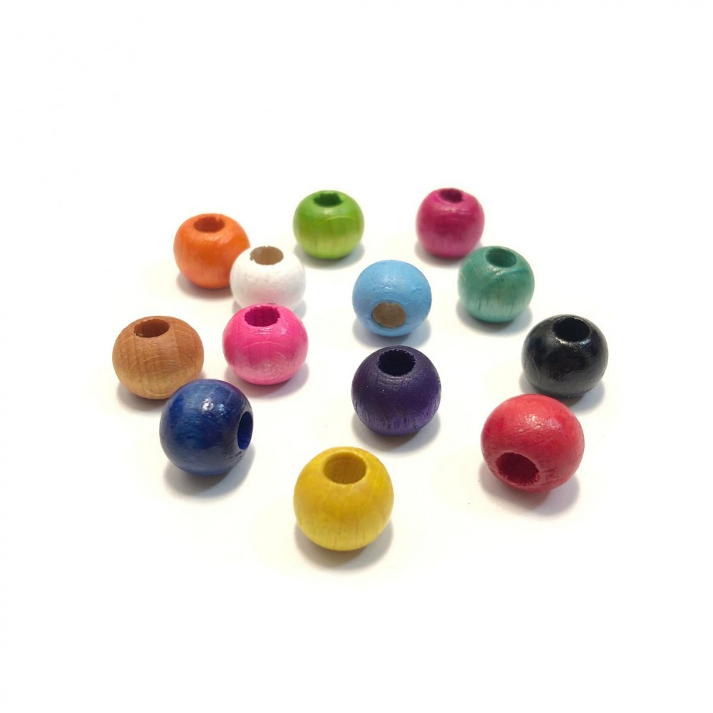 Ξύλινες χρωματιστές χάντρες στρογγυλές 6mm /  8mm / 10mm μικτά χρώματα (συσκευασία) Ξύλινες Χάντρες