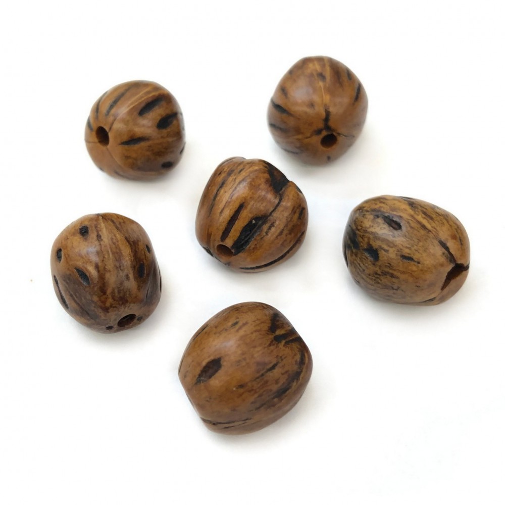 Aromatic nutmeg bead with hole, natural beige color Wooden Beads