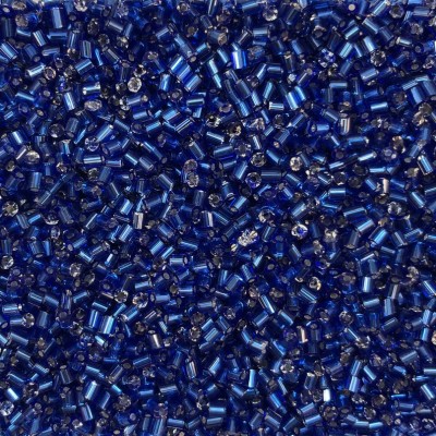 Μακαρονάκι κοφτό γυάλινες χάντρες 2.5mm διάφανο μπλε σκούρο silver line χρώμα (συσκευασία/50g/4200χάντρες)