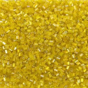 Μακαρονάκι κοφτό γυάλινες χάντρες 2.5mm διάφανο κίτρινο λεμονί ιριδίζον χρώμα (συσκευασία/50g/4200χάντρες) Χάντρες Μακαρονάκι Κοφτό