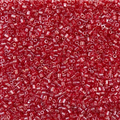 Μακαρονάκι κοφτό γυάλινες χάντρες 2.5mm διάφανο κόκκινο γυαλιστερό χρώμα (συσκευασία/50g/4200χάντρες)