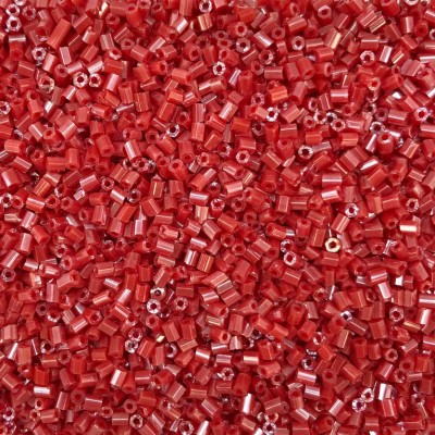Μακαρονάκι κοφτό γυάλινες χάντρες 2.5mm κόκκινο γυαλιστερό χρώμα (συσκευασία/50g/4200χάντρες)