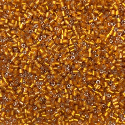 Μακαρονάκι κοφτό γυάλινες χάντρες 2.5mm διάφανο πορτοκαλί silver line χρώμα (συσκευασία/50g/4200χάντρες)