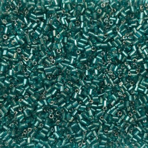 Μακαρονάκι κοφτό γυάλινες χάντρες 2.5mm διάφανο πράσινο τιρκουάζ silver line χρώμα (συσκευασία/50g/4200χάντρες) Χάντρες Μακαρονάκι Κοφτό