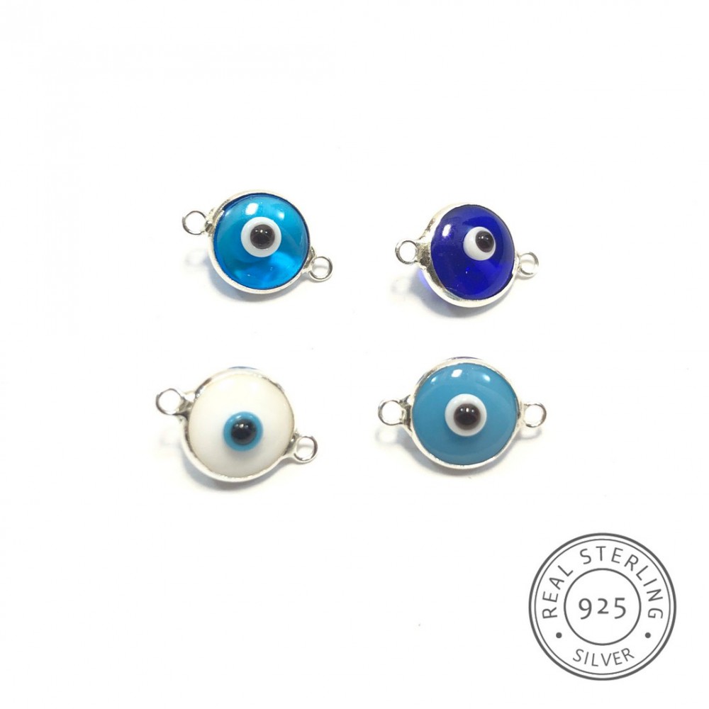 Evil Eye silver 925 with two rings double sided 8mm Evil Eyes with two rings