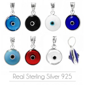 Evil Eye silver 925 double sided 6mm / 8mm / 10mm Hanging Evil Eyes